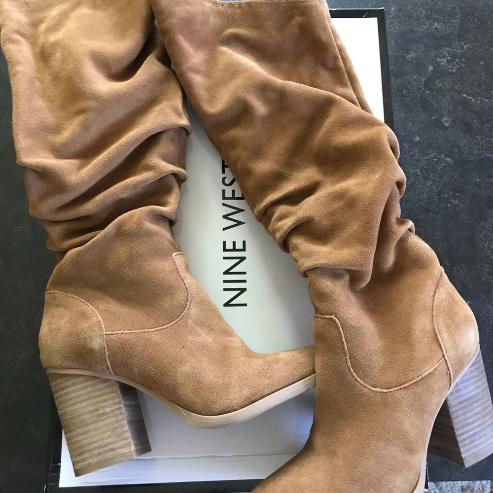 Nine West Brown Suede Slouchy Boots